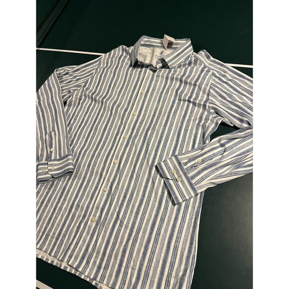 Desoto Made In Europe Long Sleeve Striped Button Shirt XL Designer 100% Cotton - Picture 3 of 8